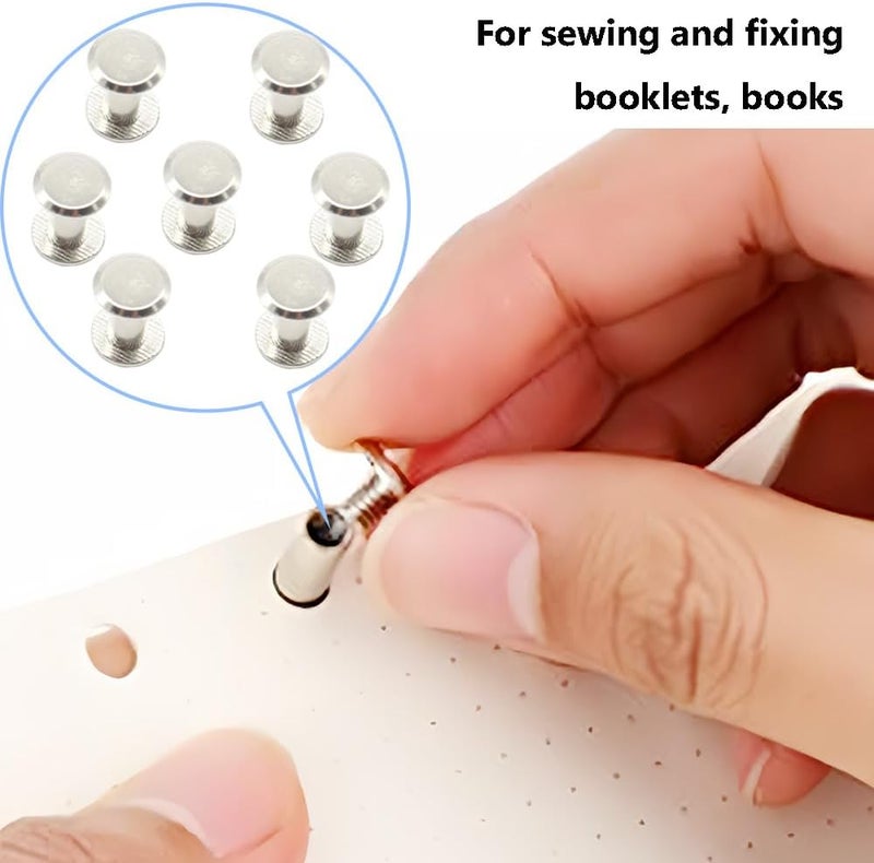 Ruidee 100Pcs/50Set Chicago Screws M5x10mm Book Binding Rivets Screw Posts Round Flat Head Stud Screw for DIY Leather Albums (DZBD/M5x10) - Image 4